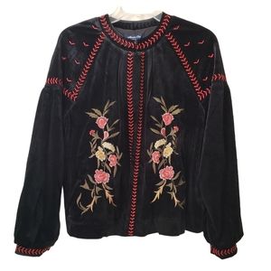 Anna Cai Black Velour Floral Jacket